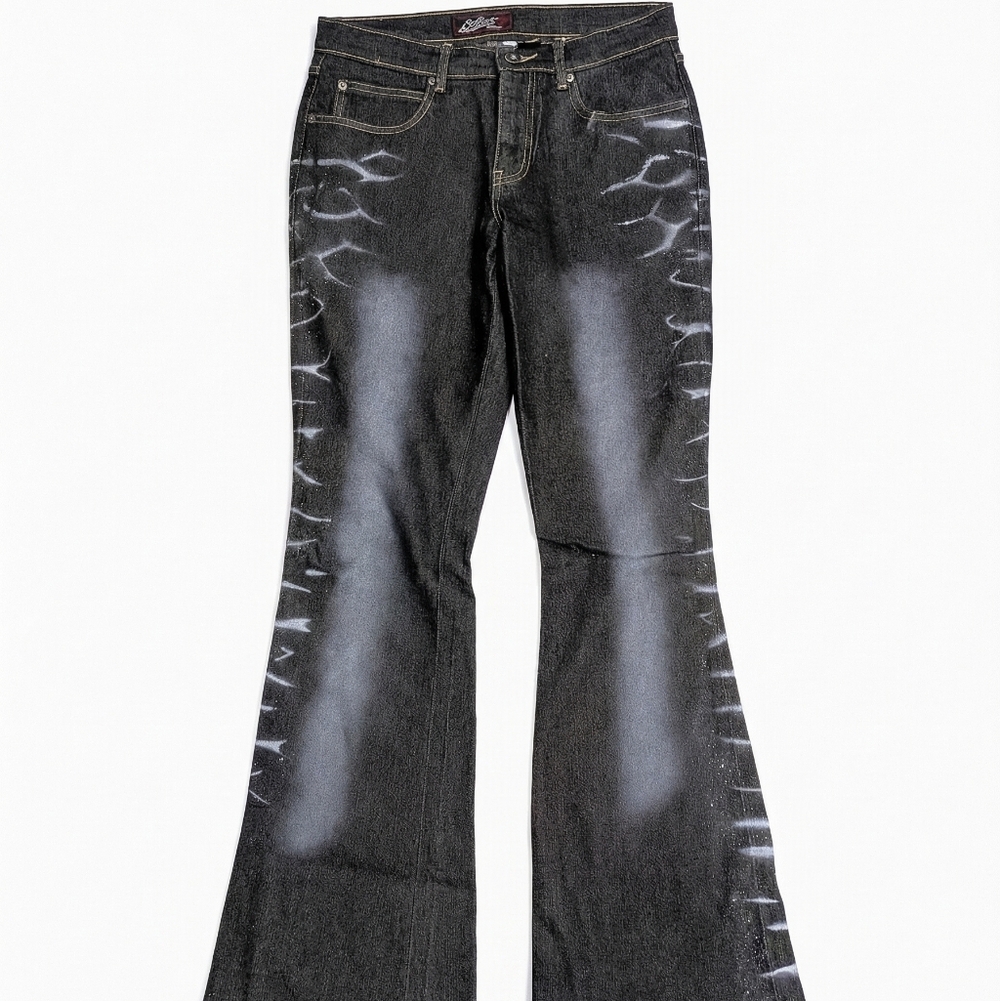 Lazer Edgy Black Flare Jeans With Glitter Size‎ 3